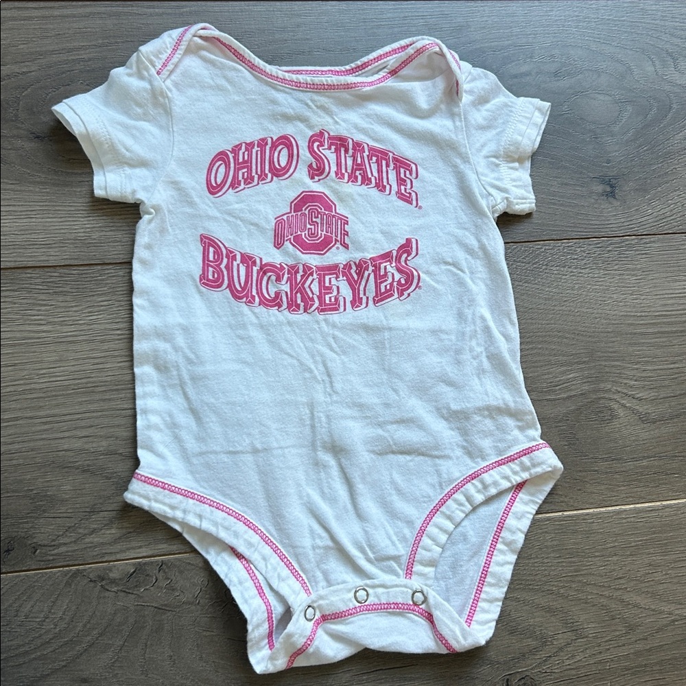 NCAA Ohio State Pink and White Baby Onesie 18 Months